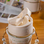 White Pearl Glass Coffee Mugs with Pearl Chain Belt & Sleeve