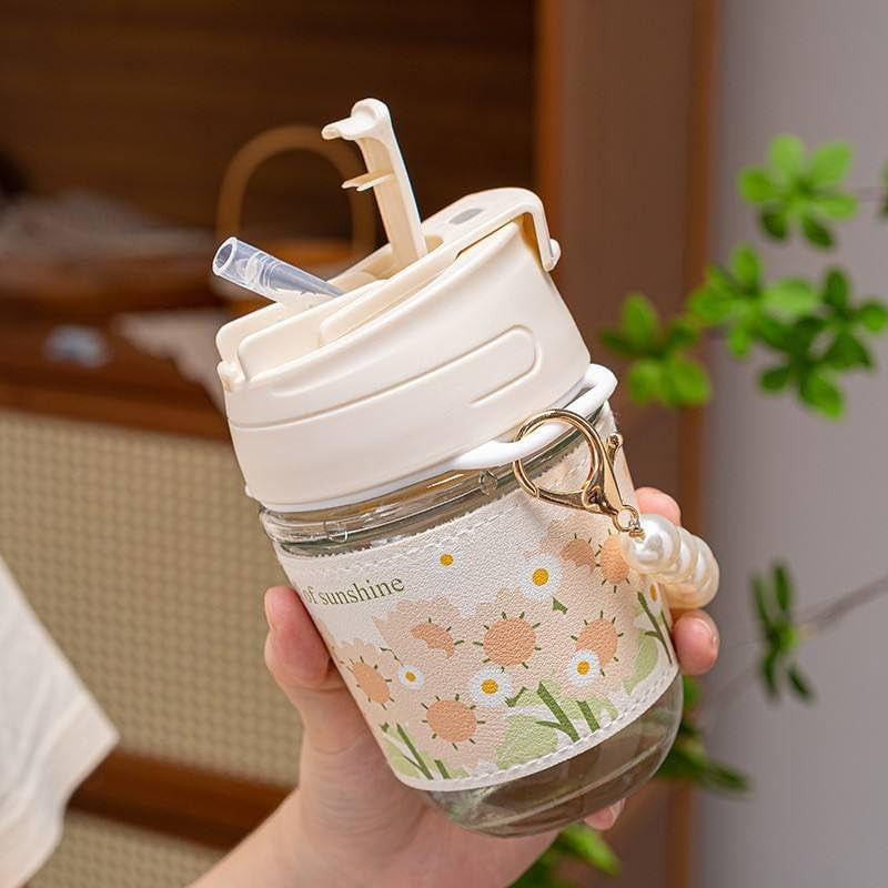 White Pearl Glass Coffee Mugs with Pearl Chain Belt & Sleeve