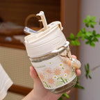 White Pearl Glass Coffee Mugs with Pearl Chain Belt & Sleeve